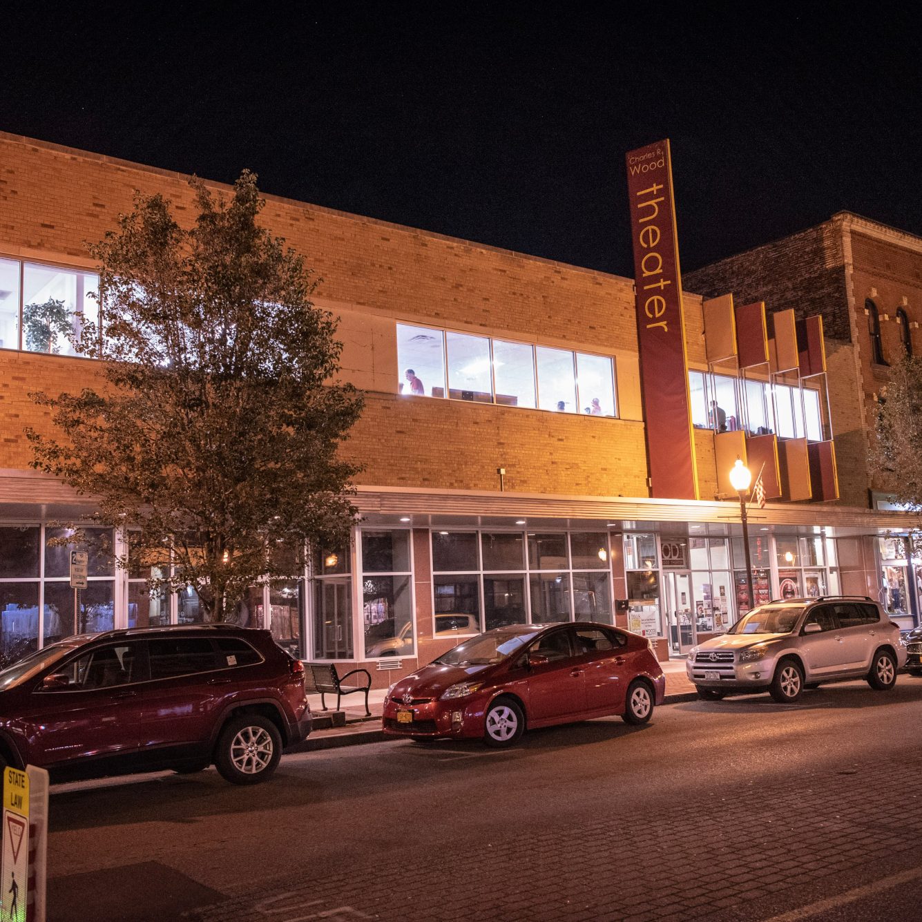 Exterior photo of the Wood Theater in Downtown Glens Falls
